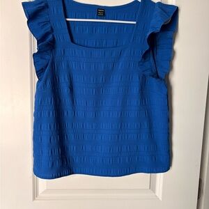 SHEIN Royal Blue Textured Ruffle Blouse